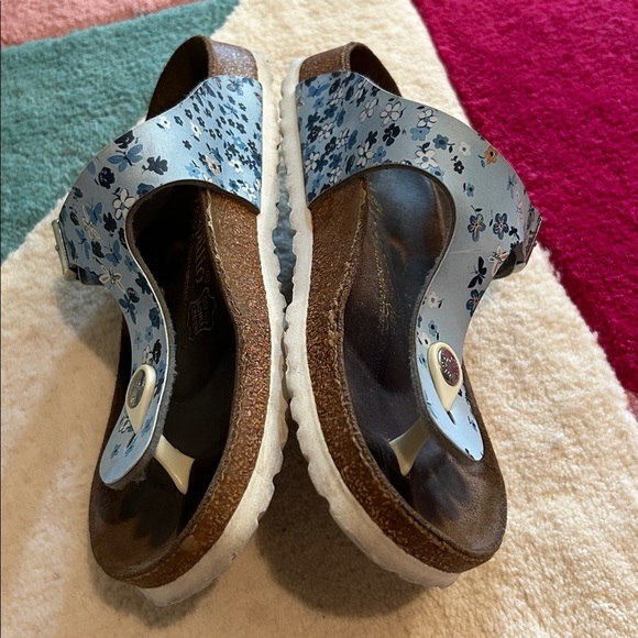 Birkenstock Papillio Gizeh Thong Leather Sandals Floral Butterflies Blue - Picture 11 of 17